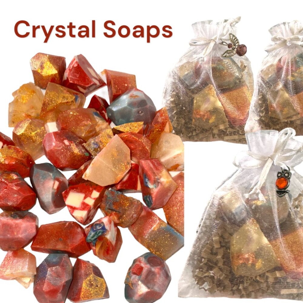 Crystal Gem Mini-Soaps (4), Amber, Imperial Topaz, Citrine, November, Charm